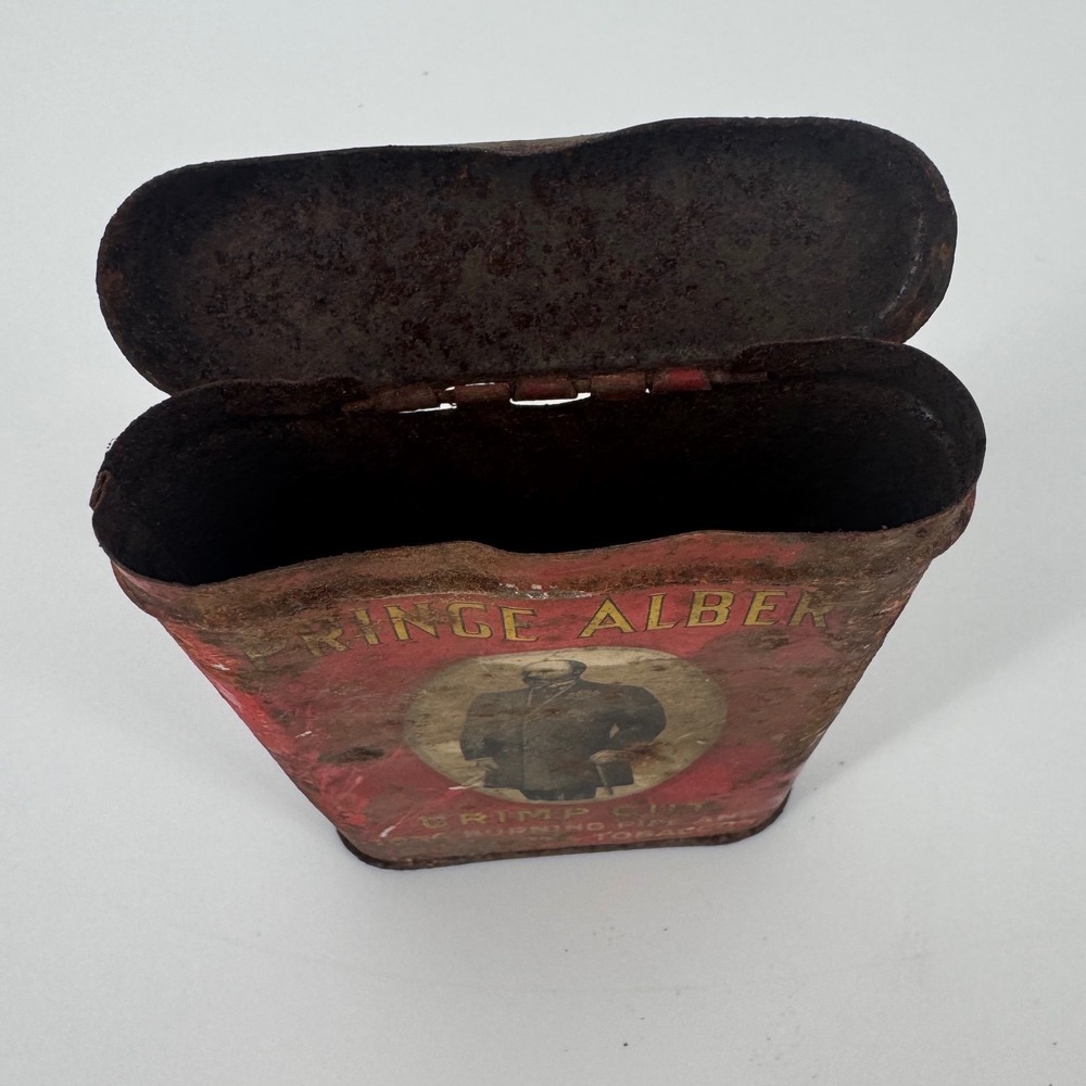 Prince Albert Crimp Cut Tobacco Tin Vintage Red Metal Pocket Can R.J. Reynolds - Picture 7 of 10